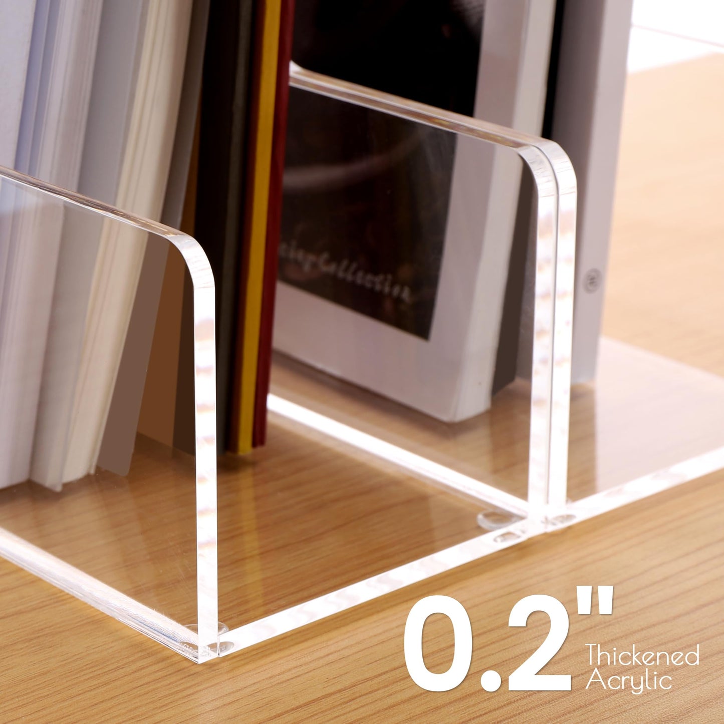 SANRUI Acrylic Magazine File Holders, Classroom Organization and Storage, Clear Bookend File Sorter, Desktop File Organizer 2-Pack