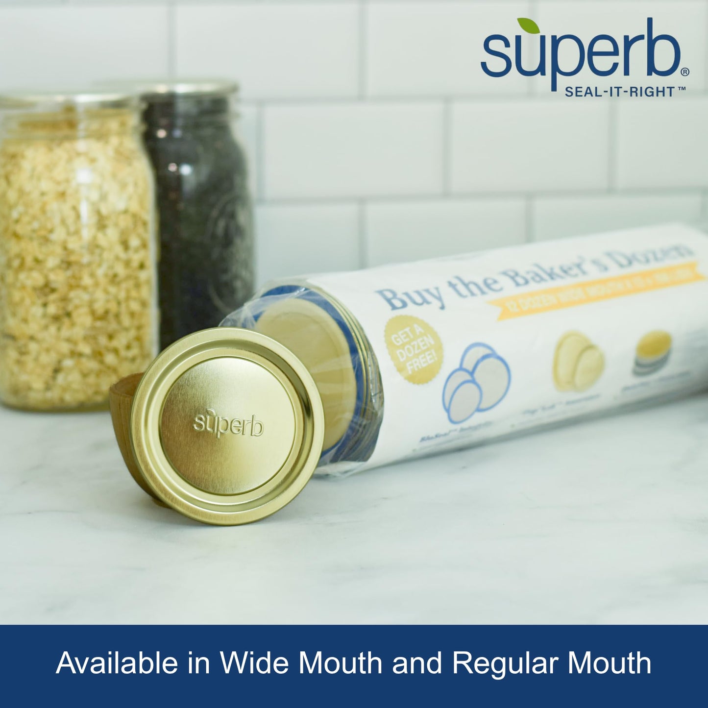 Superb Canning Lids – Wide Mouth Mason Jar Lids – Baker’s Dozen/Bulk Package of 156 Lids – Made in the USA