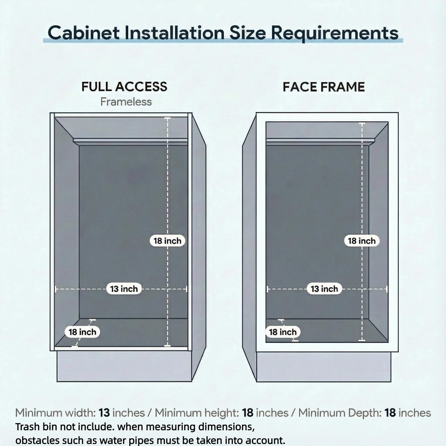 Pull Out Trash Can Under Cabinet & Under Sink - Heavy Duty Sliding Adjustable Cabinet Garbage Can Organizer, Requires Minimum Cabinets Opening 13" W X 18" D,Chrome Finish (Waste Bin Not Included)