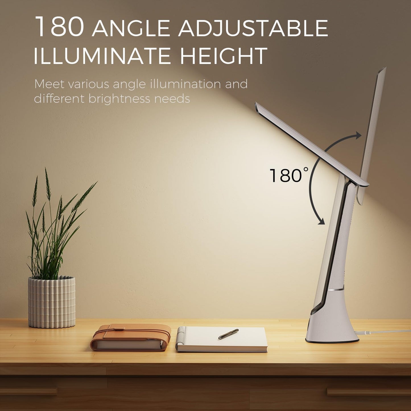 COTLIKE Light Therapy Lamp, 10000 LUX UV-Free LED Sunlight Light, Full Spectrum Mood Light Happy lamp, Touch Control Desk Lamp with Night Light Function Work Office Home -White