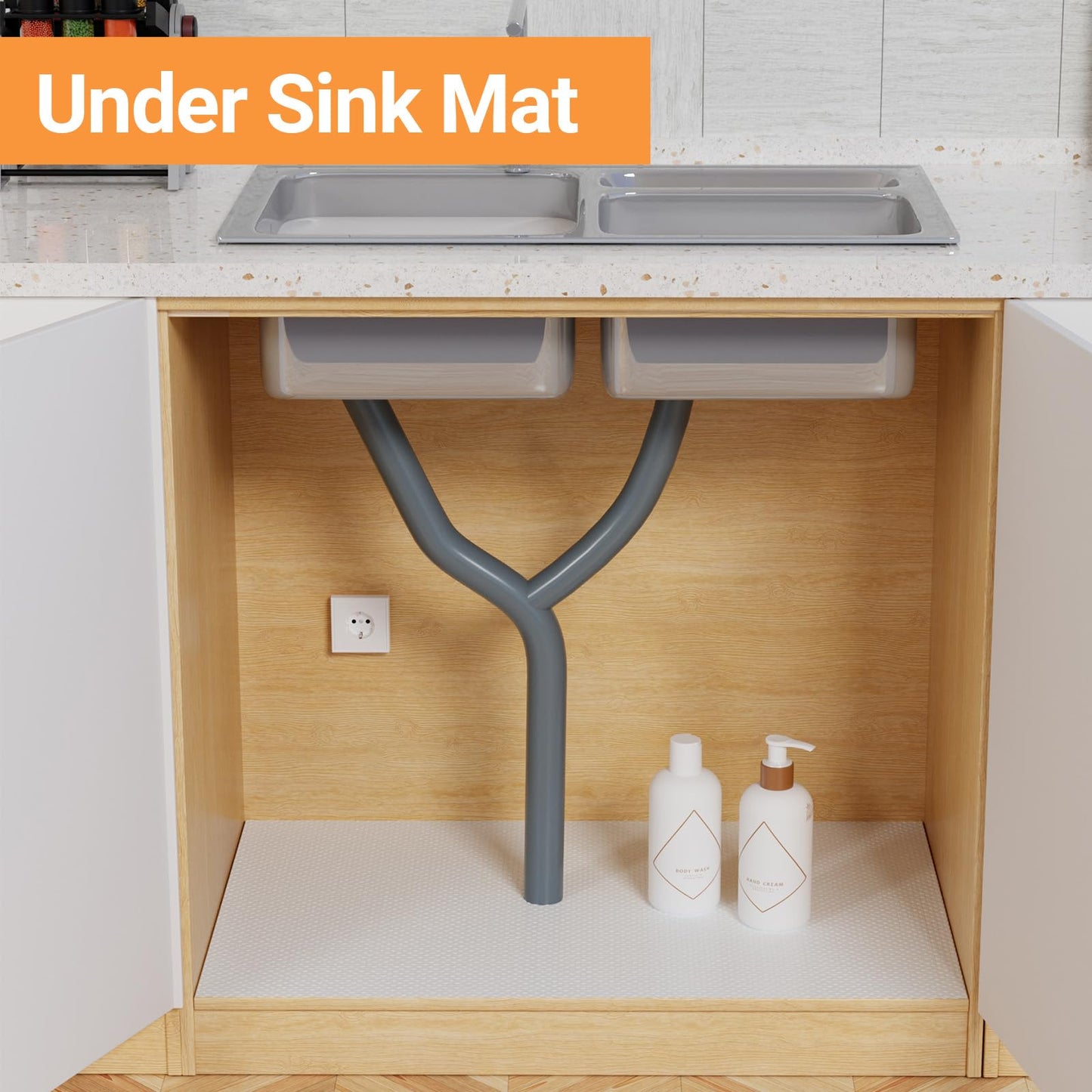 FLPMIX Shelf Liners for Kitchen Cabinets: 23" Wide Waterproof Under Sink Mats - Non-Adhesive Easy to Cut Large Drawer Liner for Pantry Cupboard 23" x 300" White