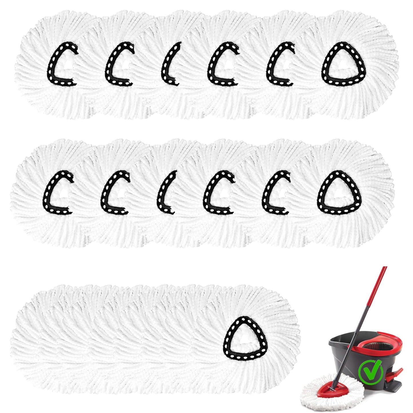 20PCS Spin Mop Replacement Head,100% Microfiber Mop Heads Replacements Compatible with Triangle Spin Mop,360 Degree Round Spin Mop Replacement Head for Easy House Cleaning Floor Mopping