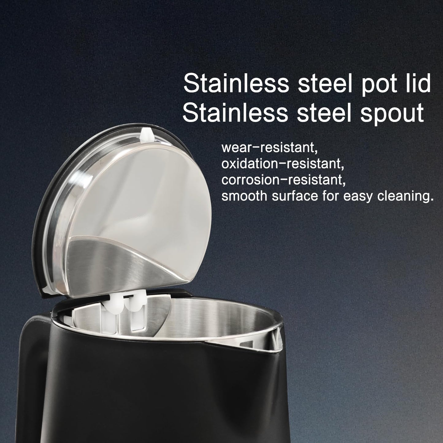 QUAXWELL 1.5L Electric Kettle Stainless Steel, Double Wall Cool Touch Teapot, Fast Boil, Precise Temperature Control, LCD Display, Auto Shut-Off, BPA-Free,Keep Warm Function, Ideal for Tea,Black