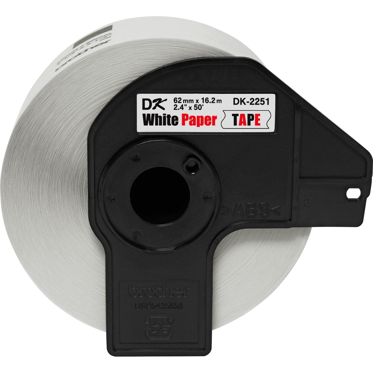 Brother Genuine DK-2251 Continuous Length Replacement Labels, Black/Red Label on White Paper Tape, Engineered with Excellence, 2.4” x 50 feet, 1 Roll per Box