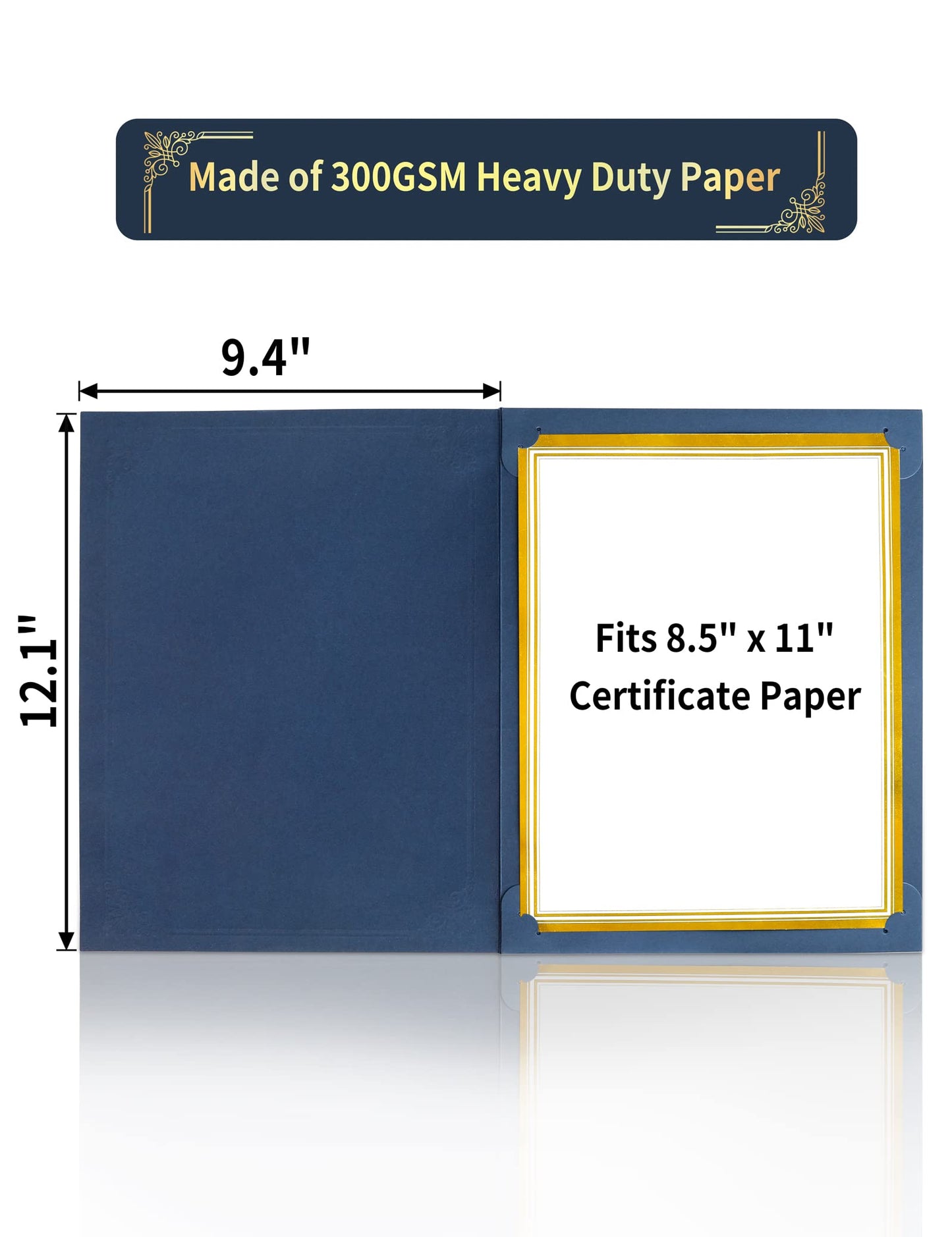 GNL 50 Packs Blue Certificate Holders - Diploma Holders, Certificate Covers with Gold Foil Border, for Letter Size 8.5 x 11 Award Certificate Paper and Documents