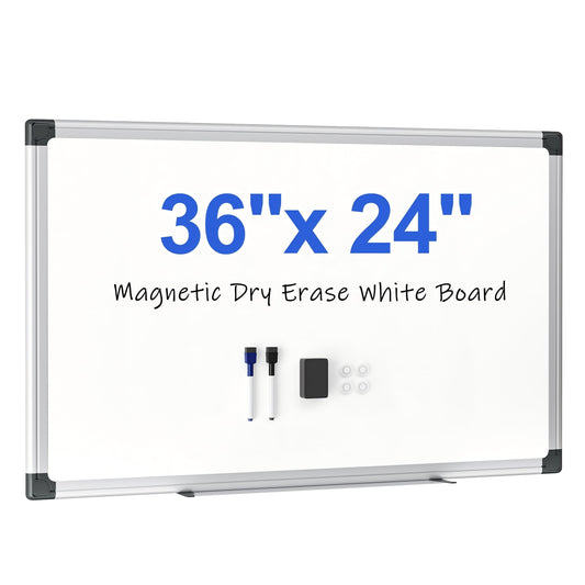 Scribanx Magnetic Dry Erase Board 36 x 24 for Wall, Whiteboard for School, Classroom, Study & Home Office – Silver Aluminum Frame with 2 Markers, 4 Magnets & Eraser