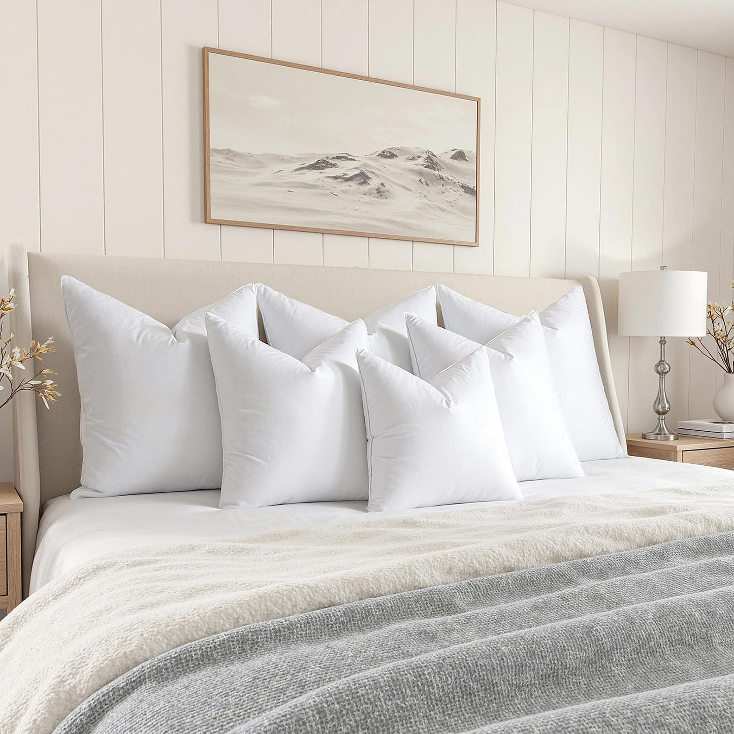 MIULEE 20x20 Pillow Inserts, Pack of 2 Down Feather Premium Throw Pillows with Cotton Fabric for Bed Couch Living Room Sofa