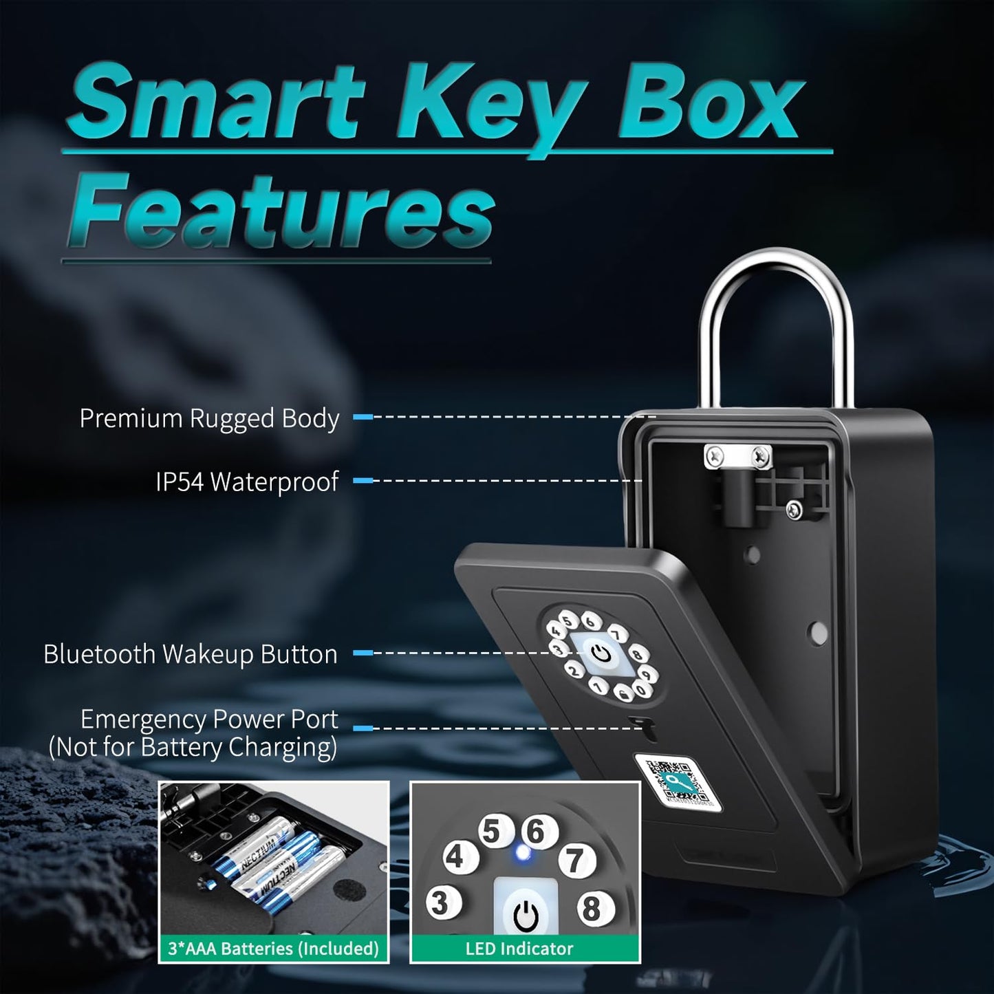 SFW NEW Smart Lock Box, Bluetooth Key Box with App Control & Passcode, Waterproof Wall Mounted & Door Hanging Security Key Lock Box for Home Realtor Office Warehouse