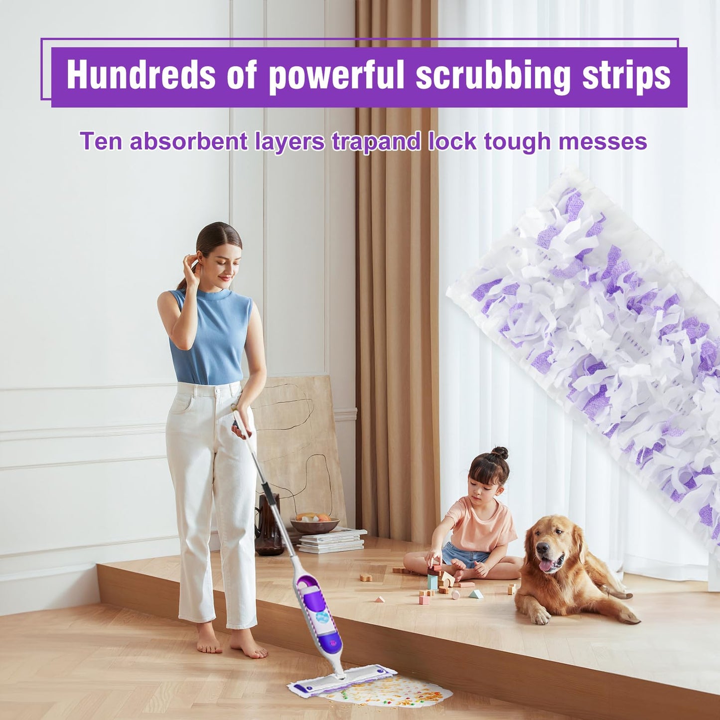 80 Pack Power Mop Refill Pads for Swiffer Power Mop , Disposable Swifter Wet Pad Refills for Swiffer, Replacement Spray Wet Pads Refills for Multi-Surface&Wood Floor Cleaning