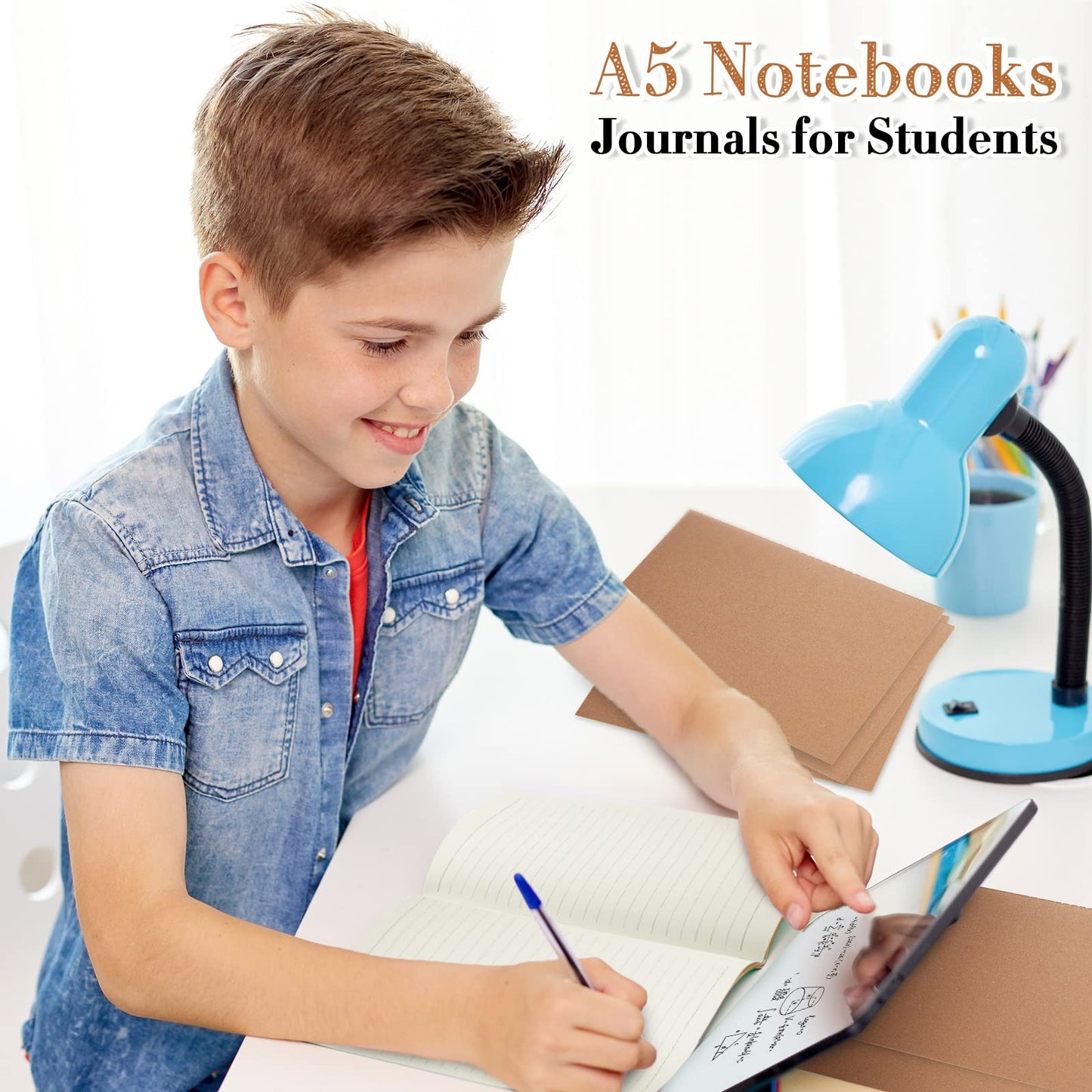 Sabary 72 Pack Kraft Paper Notebook Journals 5.5 Inch x 8.3 Inch A5 Notebook in Bulk Softcover Ruled for Writing Sketch Travel Journal with 60 Pages 30 Sheets(Brown,Line)