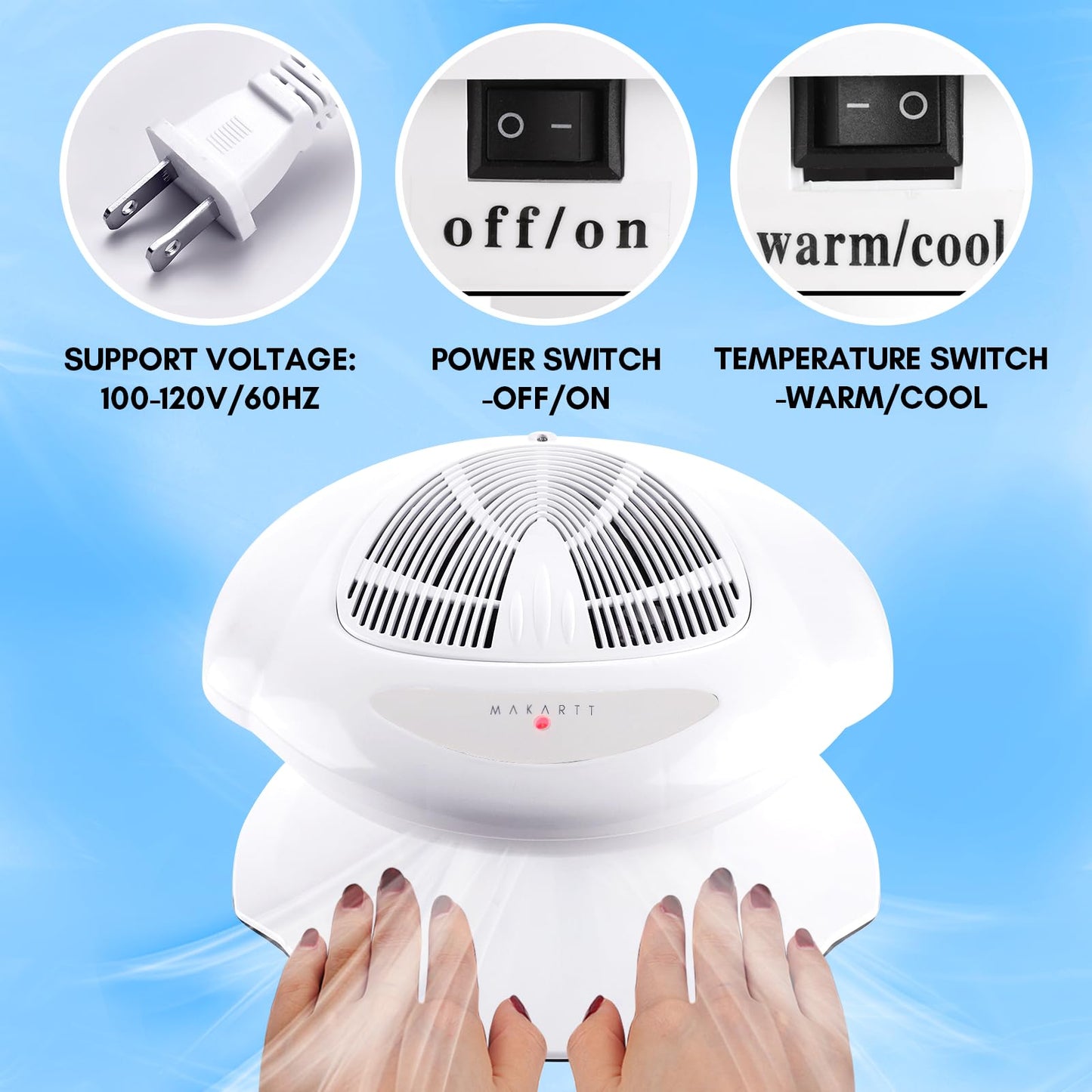 Makartt Nail Dryer, 400W Air Nail Fan Dryer with Automatic Sensor Nail Polish Dryer for Regular Polish Nail Blow Dryer Warm and Cool Wind Nail Dryer Fan for Manicure Pedicure Salon Home Use