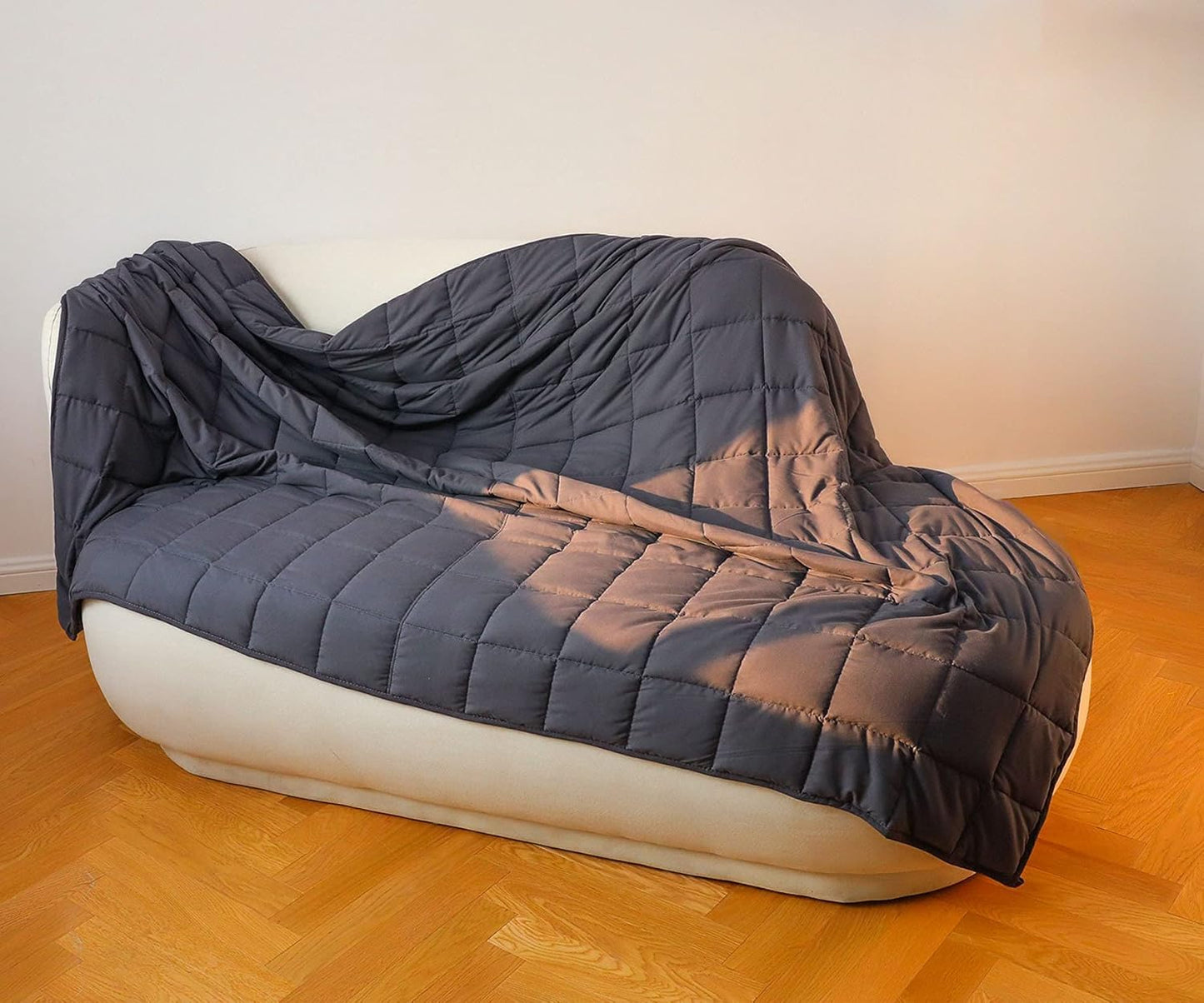 Smart Queen Weighted Blanket for Adults (15 lbs, 48” x 72”, Twin Size) Breathable Heavy Throw Blanket for 120-160 lbs, Soft Thick Blankets with Cooling Glass Beads, All Season, Machine Washable, Grey