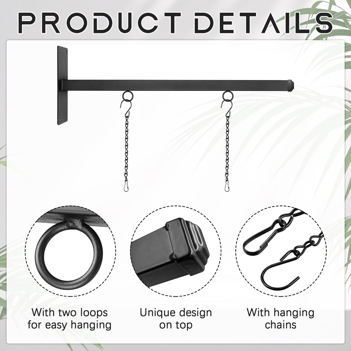 X-Kingsun 1Set 24" Modern Hanging Sign Bracket with Chains Black Sign Hanger Farmhouse Hanging Wall Bracket Hook for Home Office Classroom