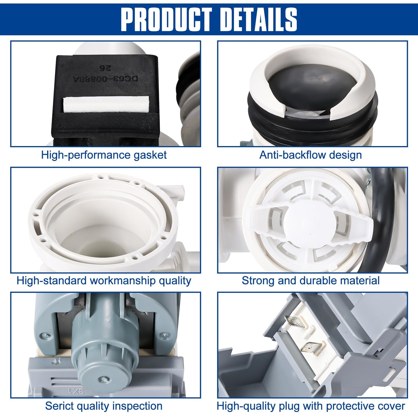 ITULCYO DC97-20621A Washer Drain Pump Assembly（OEM）Compatible with Samsung Washer Drain Pump Assembly Replace Number：DC97-17999N，DC31-00187A，AP6807020，PS12592830，EAP12592830，495963