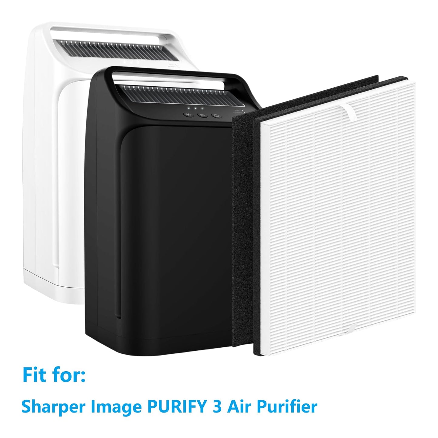 MD1-0043 Replacement Filter Compatible with Sharper Image PURIFY 3 Air Purifier Pre-Filter HEPA & Activated Carbon Filter for Bedroom Home Large Room, 2 Pack