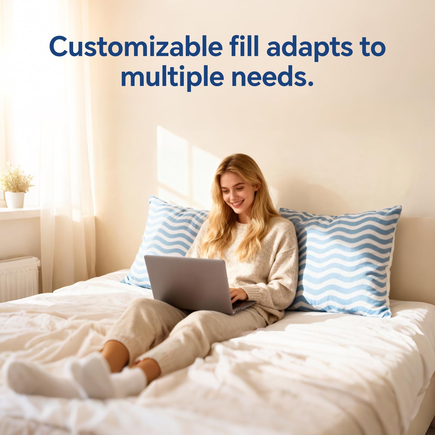 SLEEPDIARY Pillows Queen Size Set of 2 – Adjustable Shredded Memory Foam Cooling Bed Pillows, Custom Loft for Side, Back, and Stomach Sleepers, Shape-Retaining Support & Washable Cover