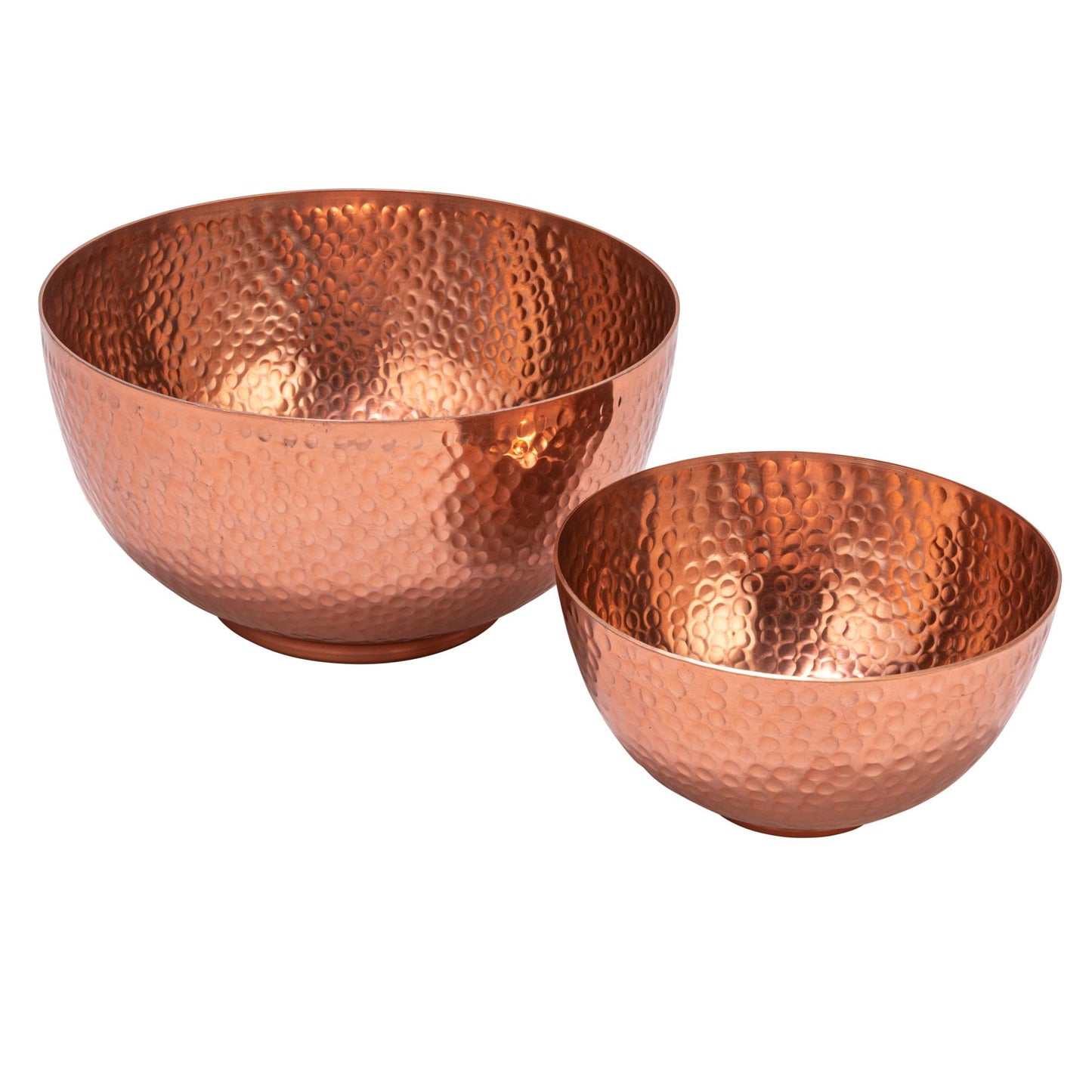 Bloomingville Round Hammered Metal Bowls, Set of 2 Sizes, Copper Finish