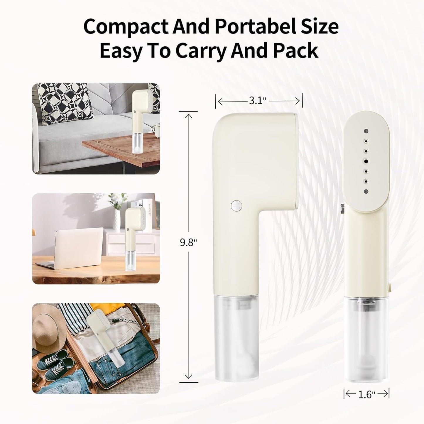 Travel Steamer for Clothes Portable Mini, Hand Held Steamer, Small Steam Iron for Clothes, 15s Fast Heat-up, Handheld Clothing Steam 800W for Garments, Fabric Wrinkle Remover for Home Travel, 120V
