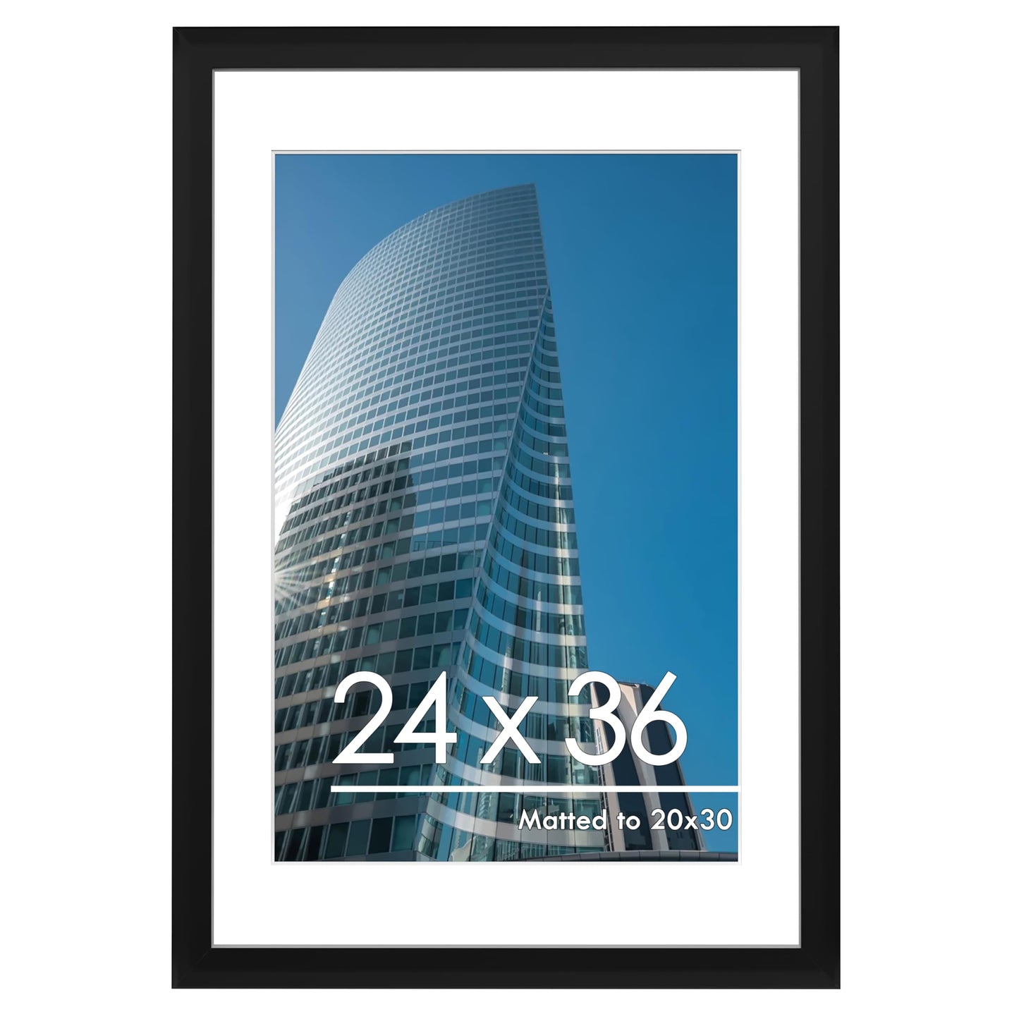 PEALSN 24x36 Poster Frame, Display Pictures 20 x 30 with Mat or 24 x 36 Without Mat, Poster Frames 24 x 36 inches for Wall Mounting Display, Black.