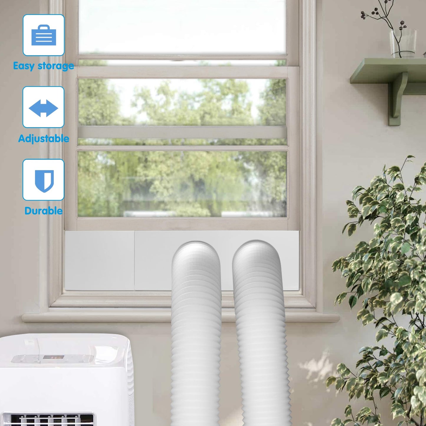 Air Jade Dual Hose Portable Air Conditioner Window Seal Kit, 3 Pcs AC Window Vent Kit for Dual Hose Portable Air Conditioner with 5.9" Diameter Vent Pipe