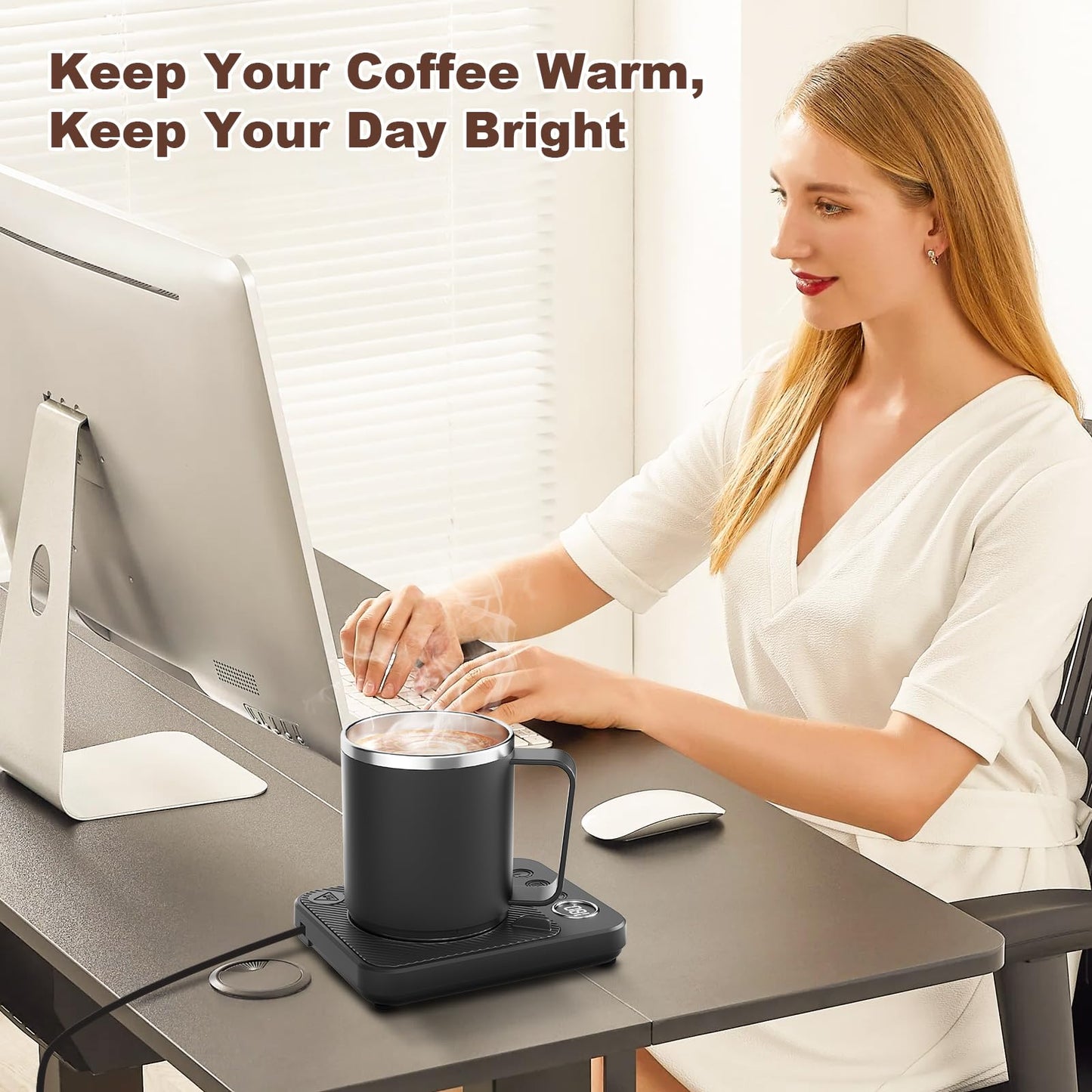 Felibeaco Coffee Mug Warmer & Mug Set for Desk, Smart Coffee Cup Warmer with 16oz Heated Mug, Cup Heater with Auto Shut Off for Office/Home, Coffee Gifts for Men&Women, for mom,Black