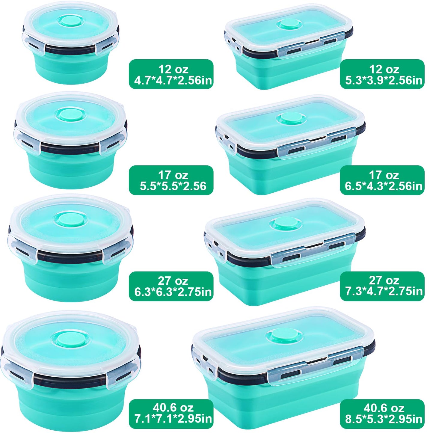 Sudaya 8 Pack Collapsible Food Storage Containers With Lids, Collapsible Storage Containers Sets Silicone Collapsible Bowls For Camping, RV Accessories, Travel Trailer Must