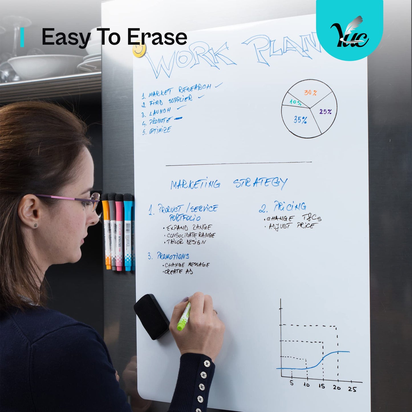 25x17 inch - Magnetic whiteboard for the Fridge - Magnetic Dry Erase Board - Fridge whiteboard - Refrigerator whiteboard - White Board for Fridge - Dry Erase Board Magnetic - Magnetic White Board