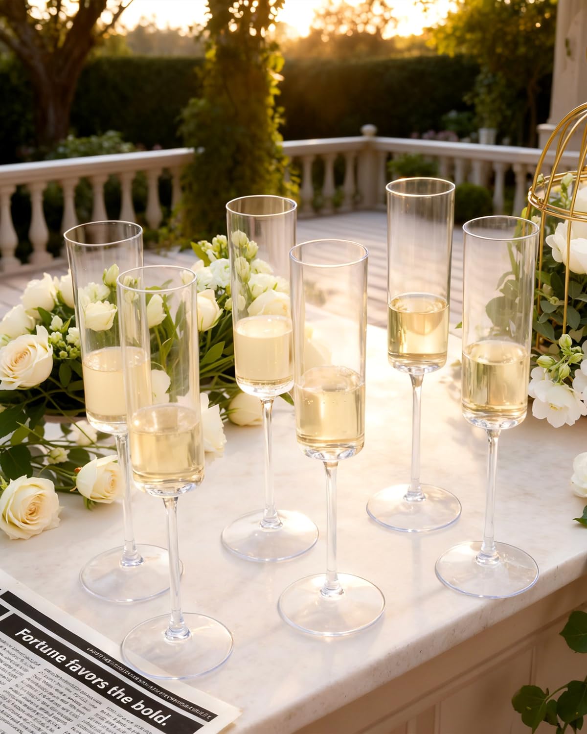 Ciaell 36 Pack Plastic Champagne Flutes - 6 Oz Disposable Champagne Glasses - Square Clear Plastic Toasting Glasses for Party Birthday Anniversary Wedding