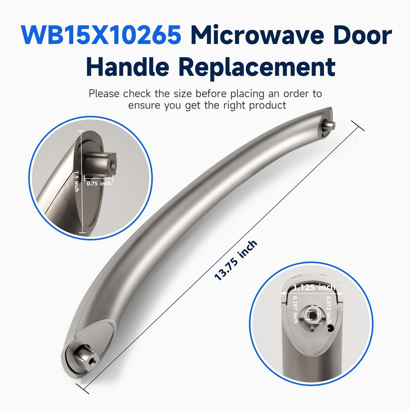 Upgraded WB15X10265 Door Handle Replacement Compatible with GE JNM1951SR1SS DVM1950ER2ES, WB15X10265 Microwave Door Handle Replace WB15X10260 WB15X10266 WB15X10264 AP5618277 2443838 AH3510619