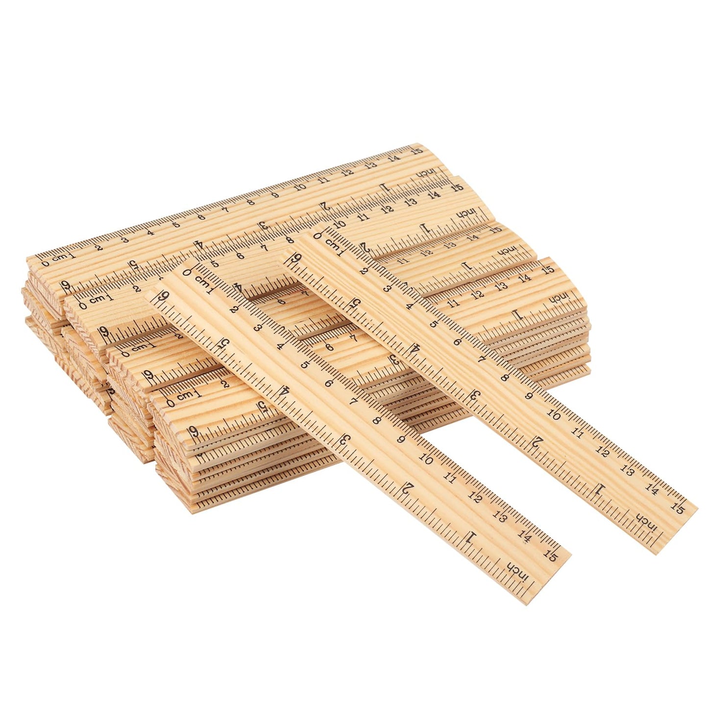 288 Packs Wooden Rulers, 6 Inch Double Sided Wood School Ruler for Home, Student, Office Use, 2 Scale,by, GNIEMCKIN.
