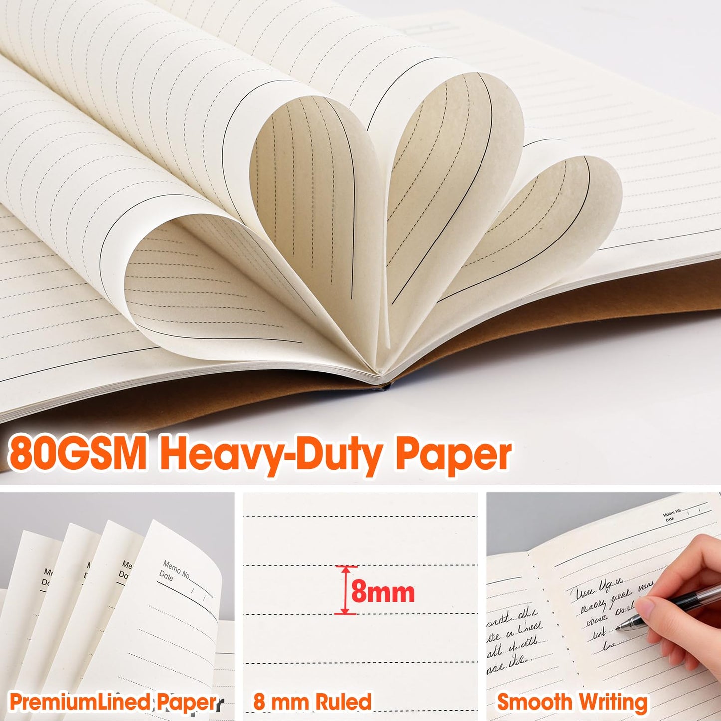 64 Pack Composition Notebooks Bulk, A5 Kraft Cover Lined Journaling Notebooks, 8.3”x 5.5” Travel Notebook for School Office Students Artists, 8 Colors 60 Pages