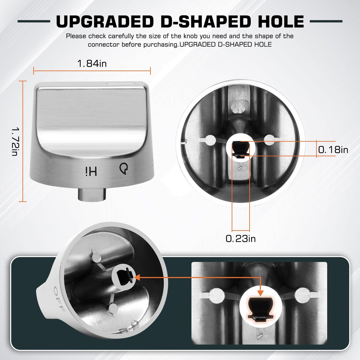 Stainless Steel W11159630 Stove Knob Compatible with Whirlpool Stove Parts,W11159630 Gas Range Knob Replacement W11023139,W11159630 Stove Top Knobs 5 Pcs