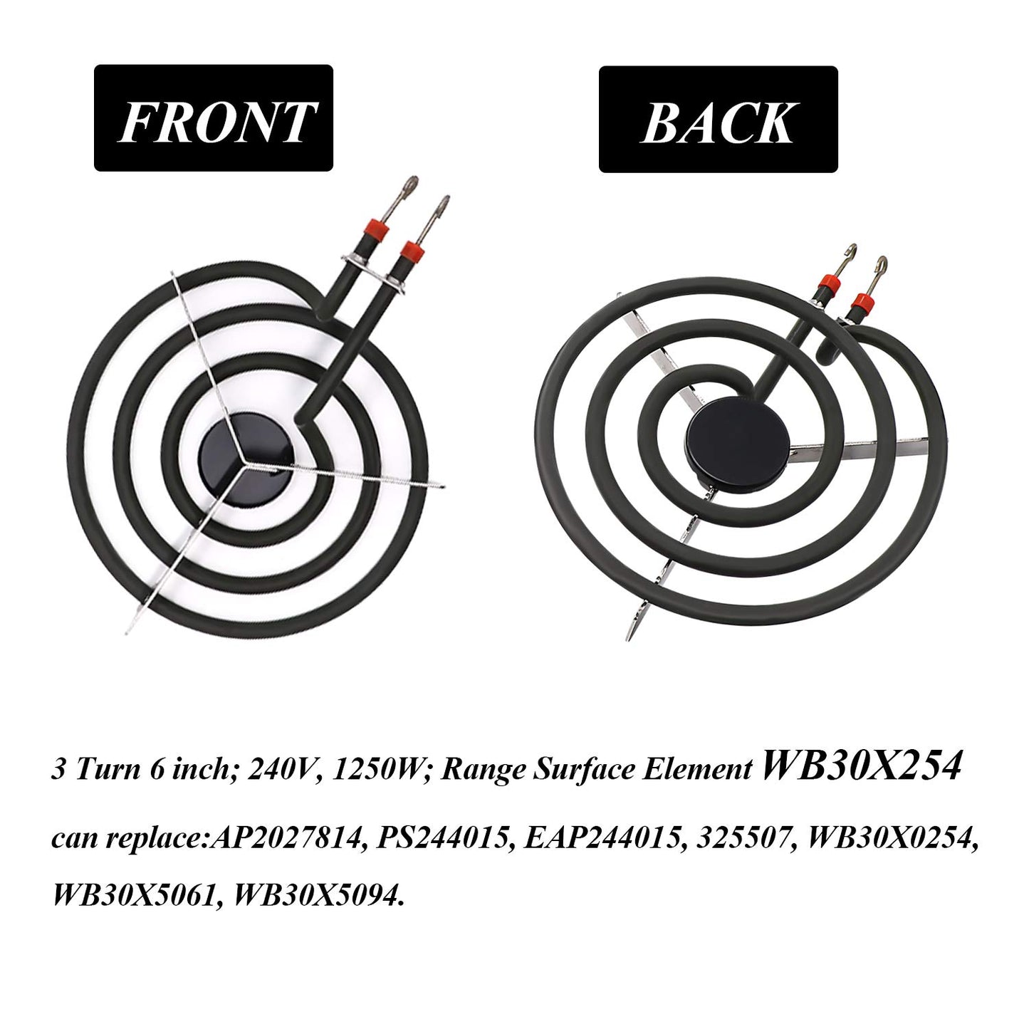 AMI PARTS SP22YA Electric Range Burner Element Unit Set Replacement Fit for G-E Hot-point Ro-per Ken-more Range Stoves (1 x WB30X253 8" & 3 x WB30X254 6")