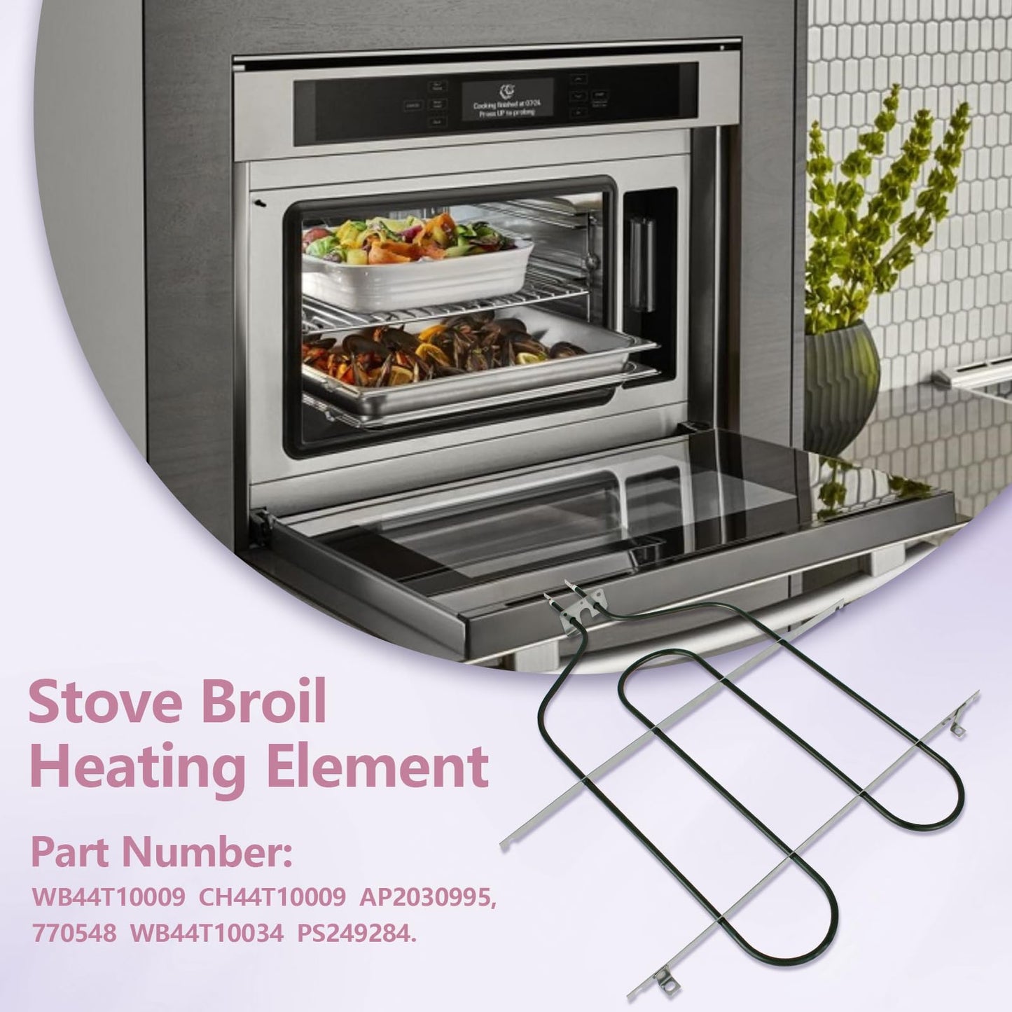 NEW WB44T10009 Upper Broil Heating Unit Element Replacement for GE Range Oven Stove Broil Heating Elements
