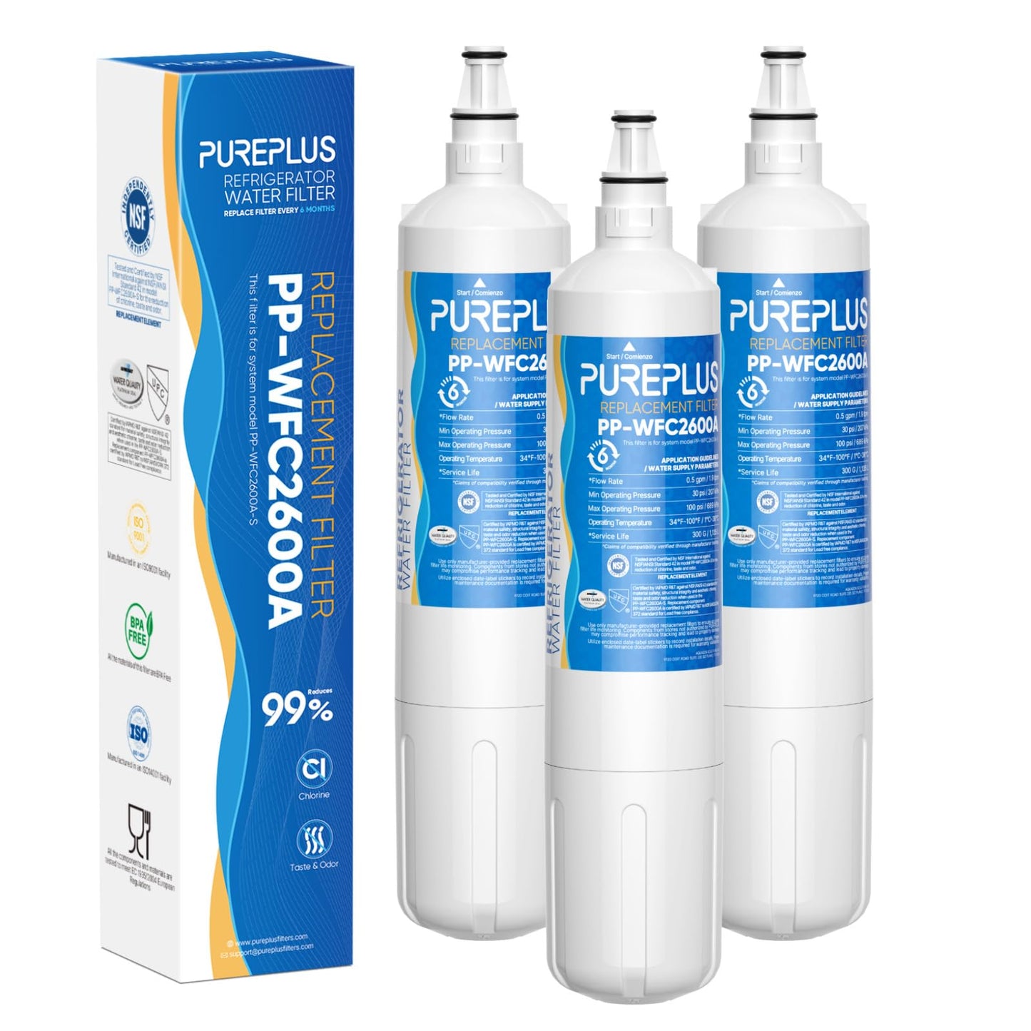 PUREPLUS 4204490 Replacement For Sub Zero, Sub-Zero 4204490, 4290510 Refrigerator Water Filter, 3 Pack