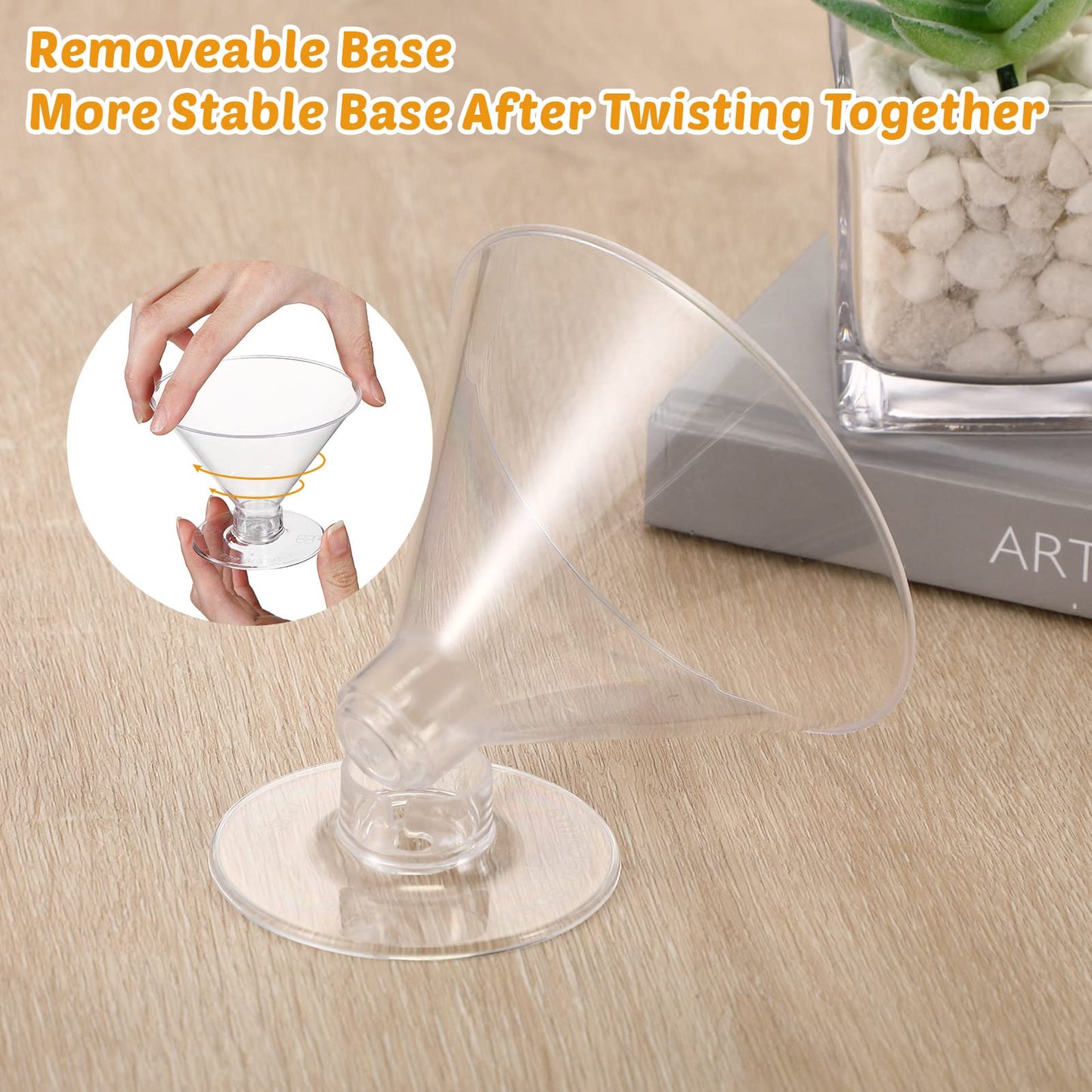 Yinkin 150 Pcs Plastic Martini Glasses Disposable Clear Cocktail Dessert Parfait Glasses Unbreakable Mini Martini Cups for Wedding Party Bowl Wine Ice Cream (5 oz)