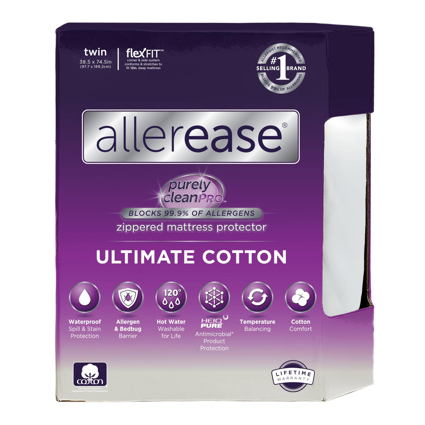 AllerEase Ultimate Allergy Protection and Comfort Zippered Mattress Protector, Twin, White