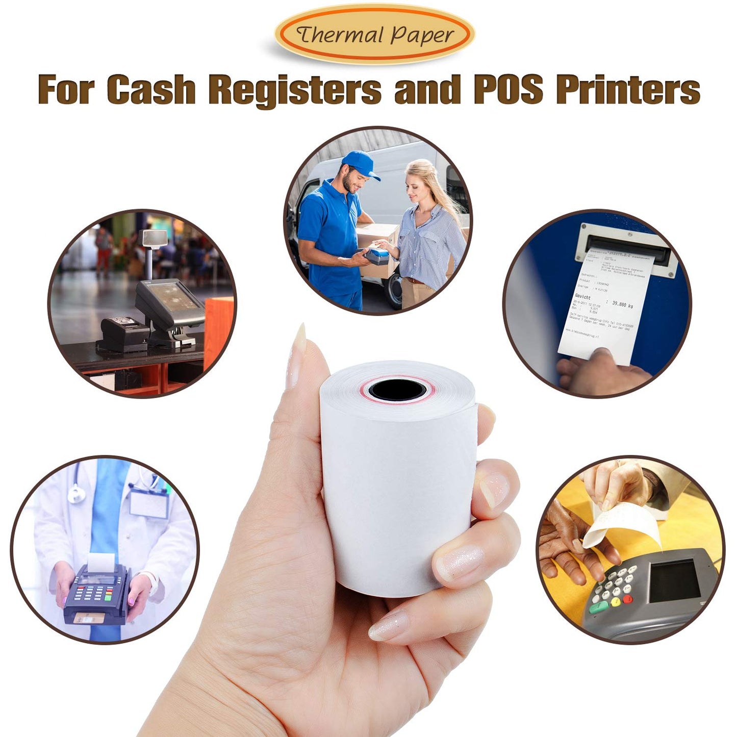 TK Thermal King, (50 Rolls) 2 1/4" x 85' Thermal Paper, POS Receipt Paper for Retail Business Cash Register, Fits Most Credit Card Terminal
