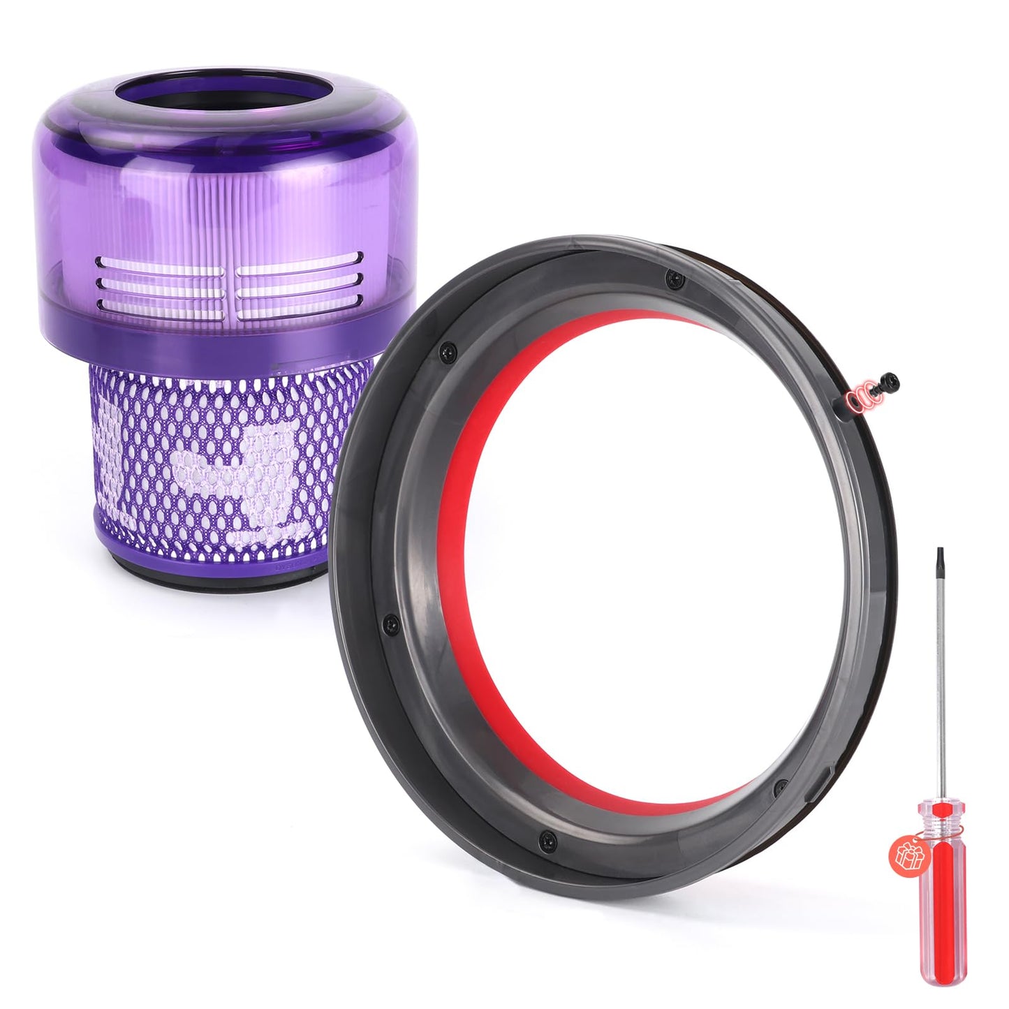SV16 SV29 Dust bin Sealing Ring and Filter Compatible with Dyson Outsize V11 SV16 SV29/Absolute/Plus/Gen 5/Extra 970423-01 970422-01 Canister Replacement Parts