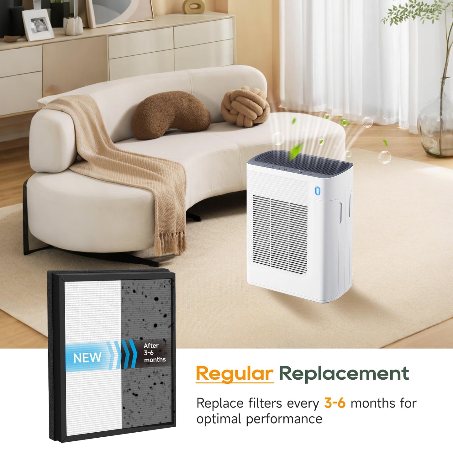 T356 Replacement Filters Compatible with Trucozie T356 Air Purifier, 3-IN-1 High-Efficiency Filtration System, 4 Pack