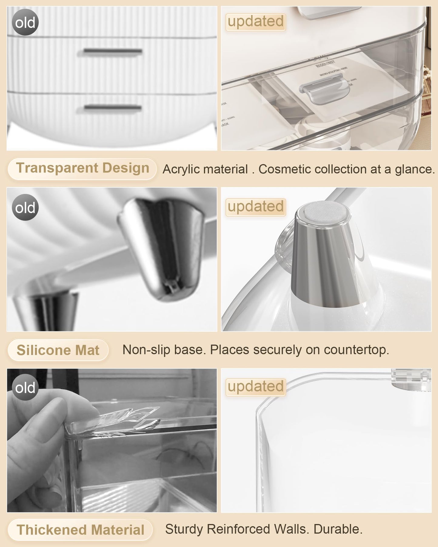 Makeup Organizer, Skincare Holder Bathroom Counter Organizer, Storage Box Cosmetic Display Cases, Teen Girl Gifts Trendy Stuff Make up Organizers for Vanity, Dresser, Countertop (Silver)