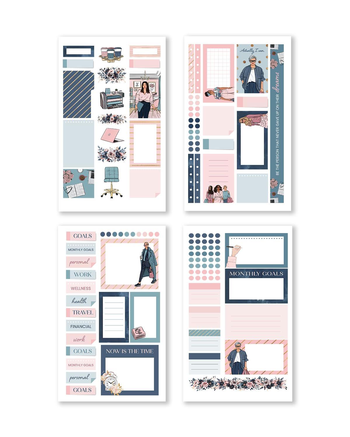 Rongrong Goal for It Planner Sticker Book for Planners, Calendars and Journals – Aesthetic Premium Quality Stickers – Scrapbook Accessories – 24 Pages