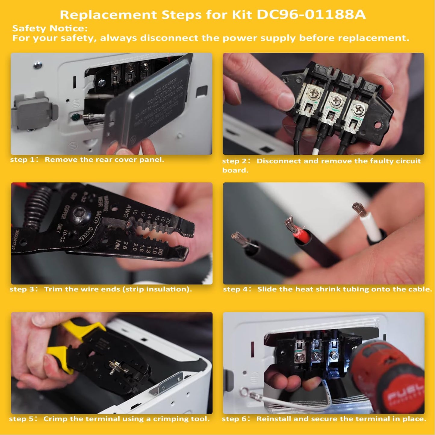 DC96-01188A Dryer Terminal Block Compatible with Samsung DV448AEP/XAA DVE53BB8700T MDE9700 Replaces 2074197 AP4207835 PS4216924