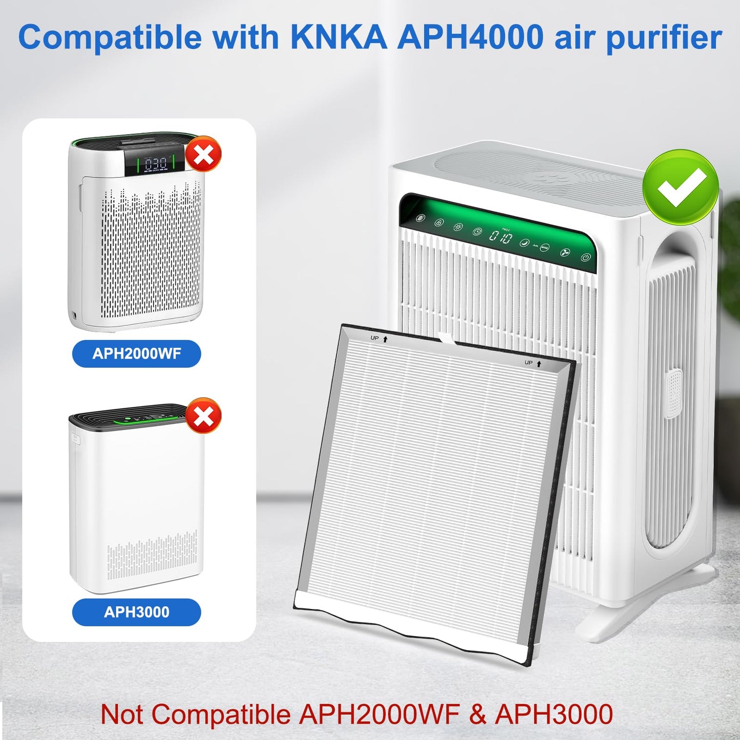Extolife APH4000 Air Purifier Filter Replacement for KNKA APH4000, 4 Pack H13 True HEPA Filters with Activated Carbon for Smoke Dust Pet Dander Hair, Part No. APH4000LX