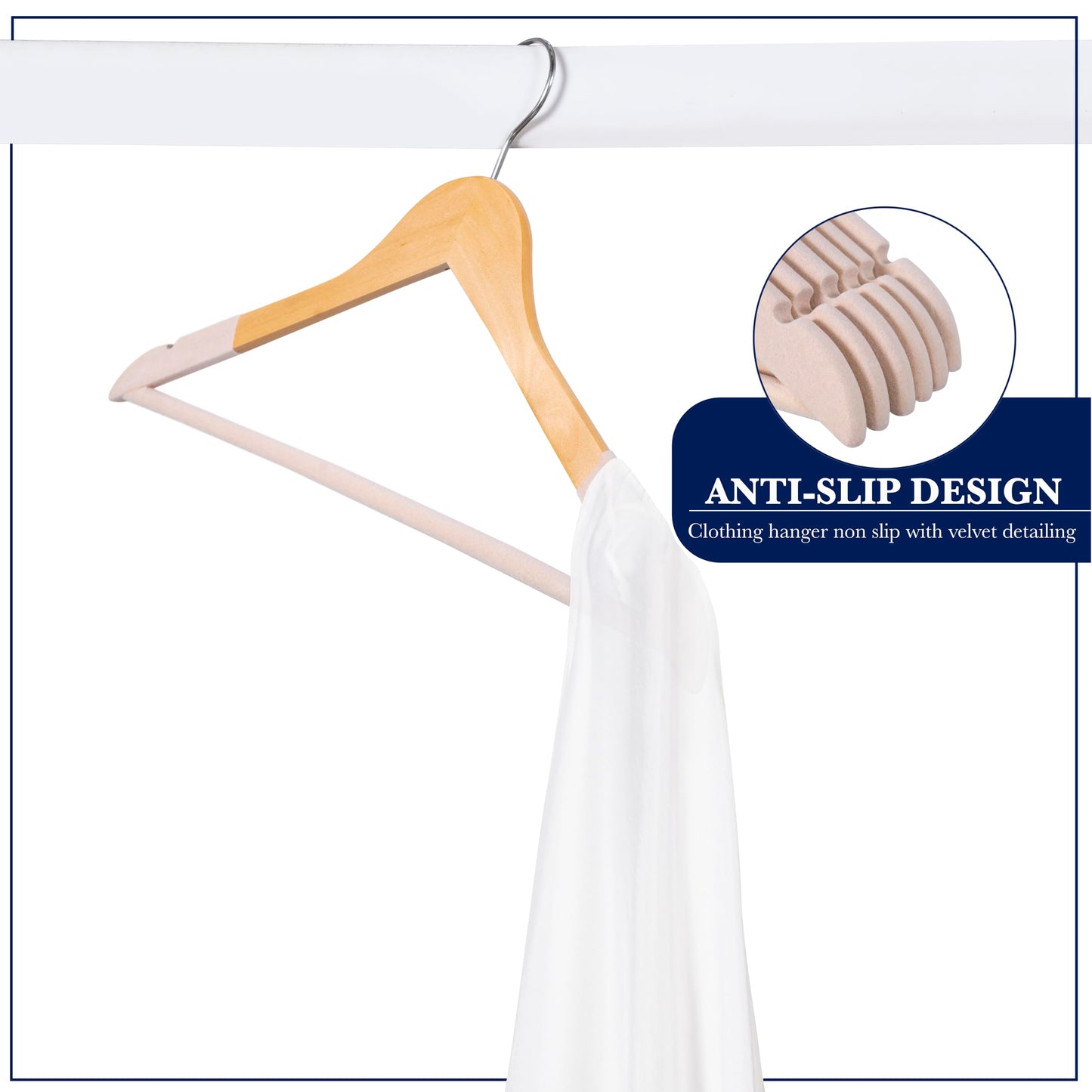 Wooden Hangers 20 Pack | Non-Slip Velvet Suit Hangers for Men | Luxury Velvet Hanger for Dresses, Coats, Jackets & Pants for Women and Men| Heavy-Duty Clothes Hanger - Beige – SAMSARC