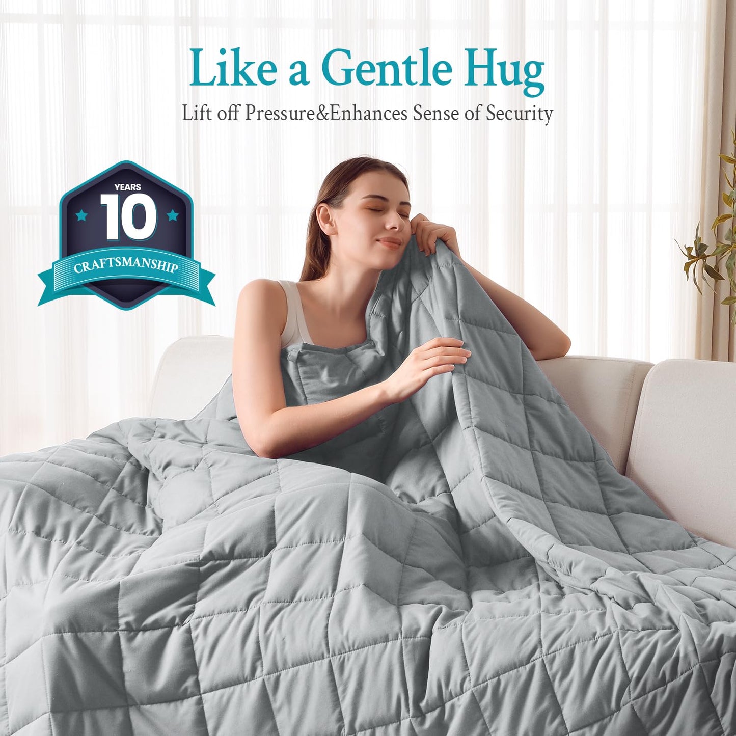 Topblan Weighted Blanket for Adults 12lbs, Soft Cooling Breathable Weighted Throw for Sleeping, Machine Washable Heavy Blanket with Glass Beads for Summer, Sofa Bed, 48"x72" Twin Size, Grey