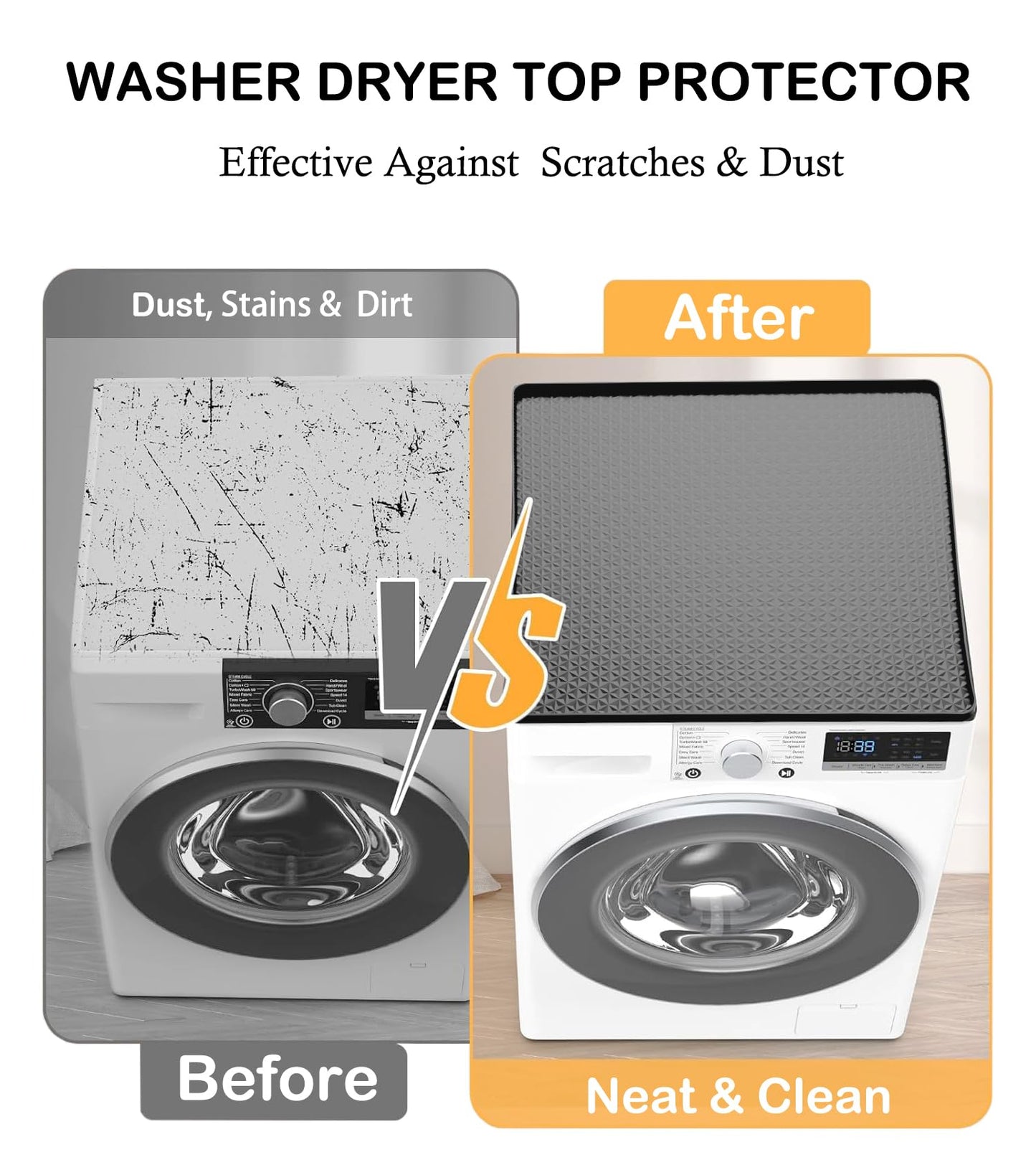 51.2" x 25.6" Washer and Dryer Top Cover Mat,Silicone Washer Dryer Countertop Protector Mat for Laundry Machine, Large Size Dust-Proof Washing Machine Dryer Topper for Laundry Room Kitchen Home