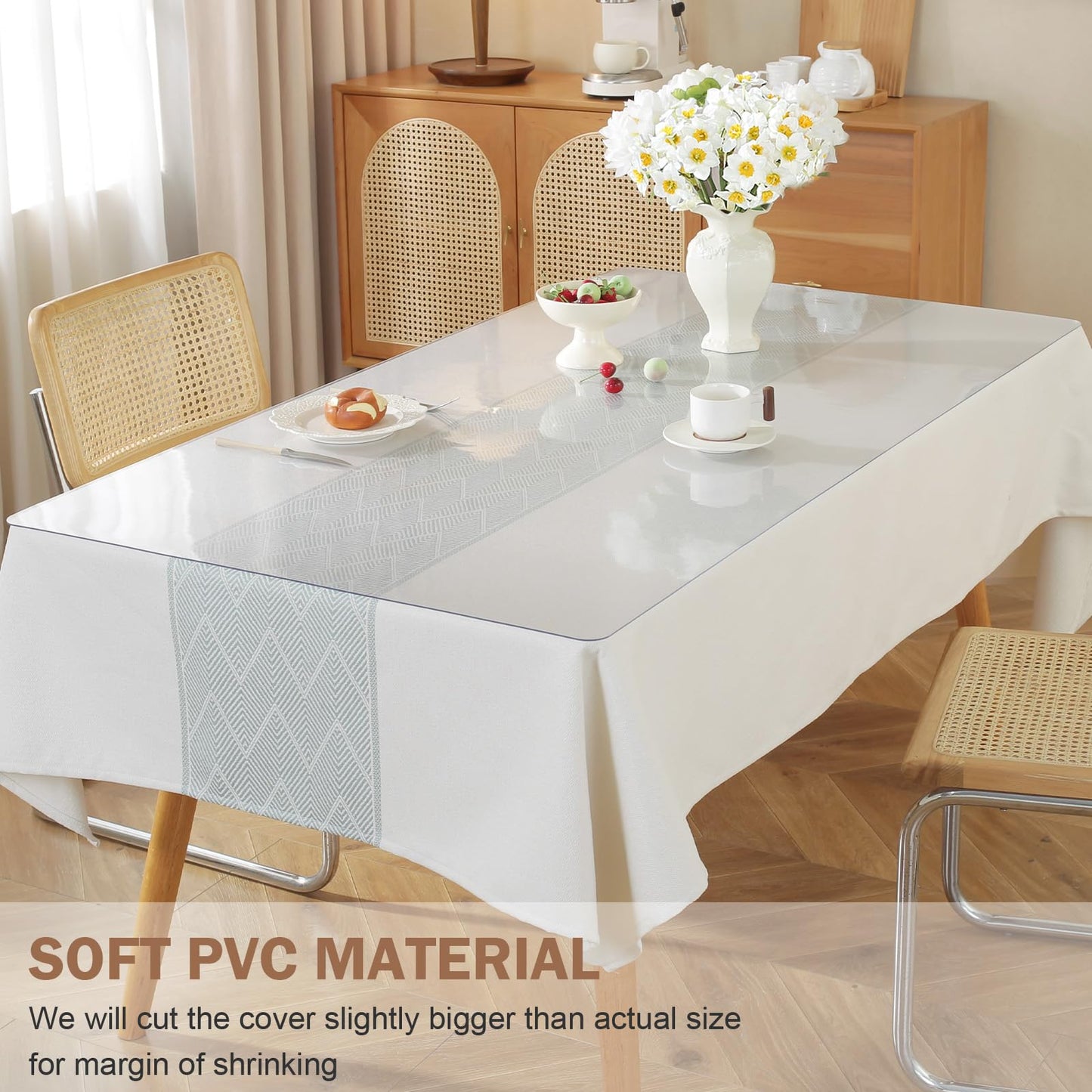 LovePads Clear Table Cover Protector, 36 x 60 Inch 2mm Thick Plastic Table Cover, Table Protector for Dining Room Table, Waterproof Dresser Cover Top for Kitchen, Coffee, Writing Desk