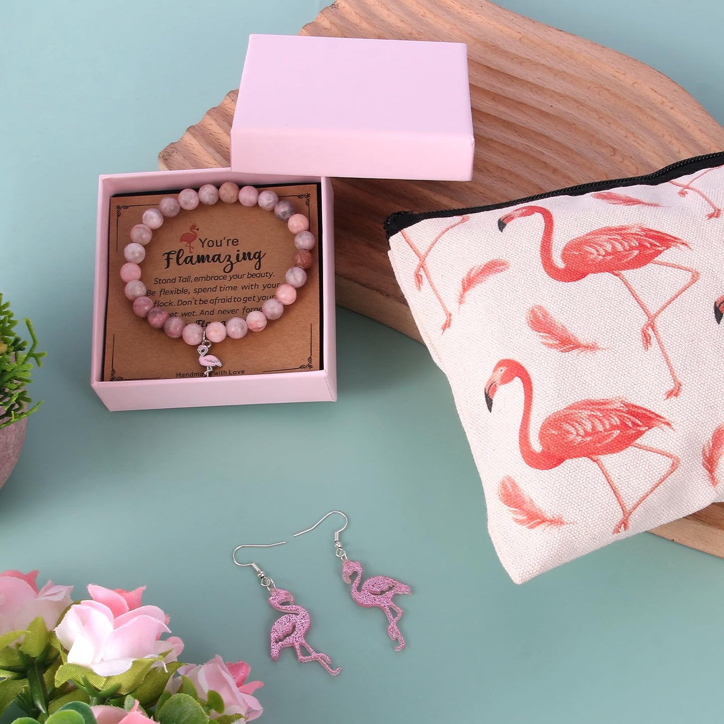 Flamingo Gifts for Women Best Funny Pink Gift for Flamingo Lovers Including Tumbler Mug Makeup Bag Keychain Socks Notepad Earring Brecelet for Birthday Christmas Mothers Day