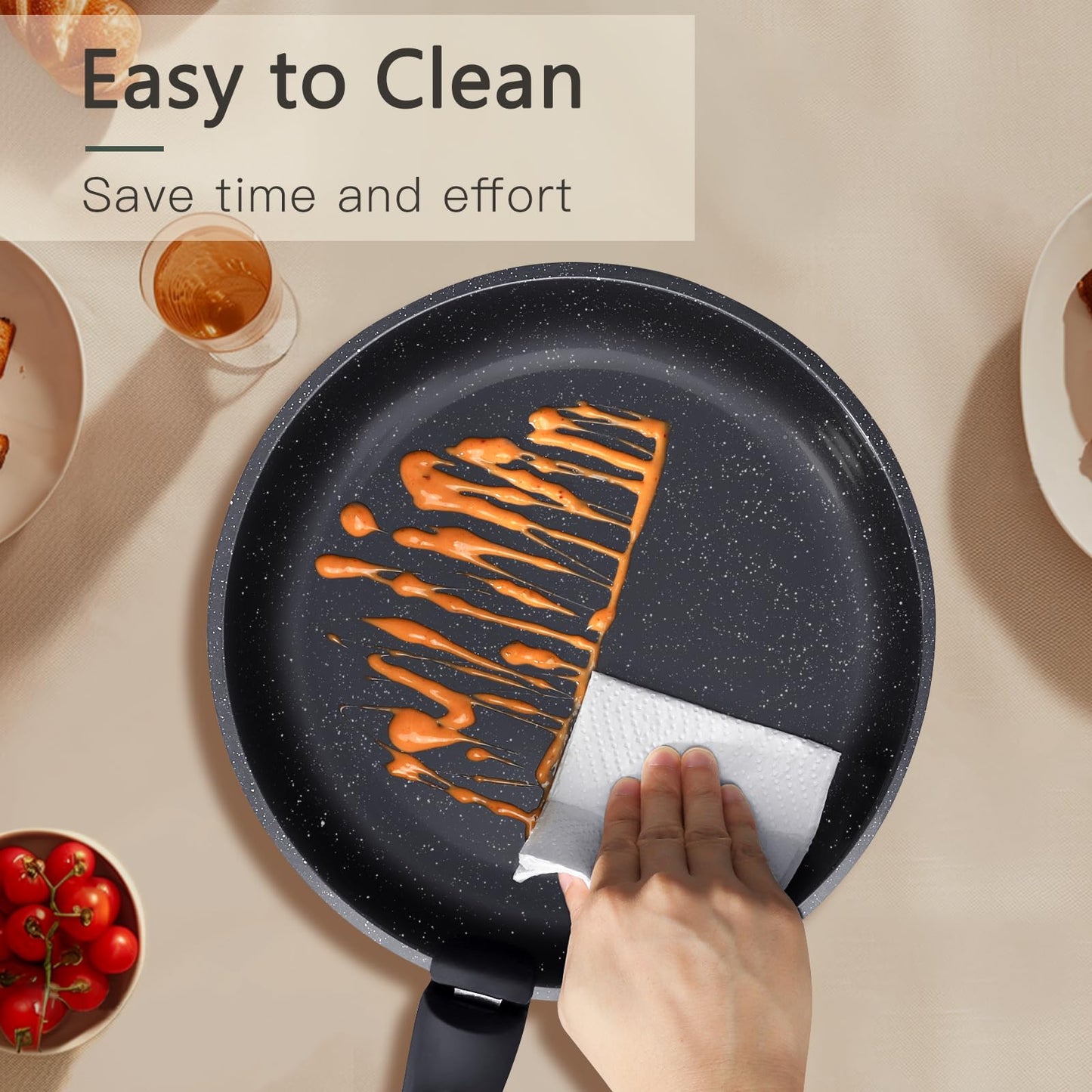 GiPP Ceramic Pots and Pans Set Non Stick, 11 Piece Nonstick Detachable Handle Cookware Sets, Non Toxic Induction Kitchen Pot and Pan with Removable Handle, Healthy RV Cookware, Dishwasher ＆Oven Safe
